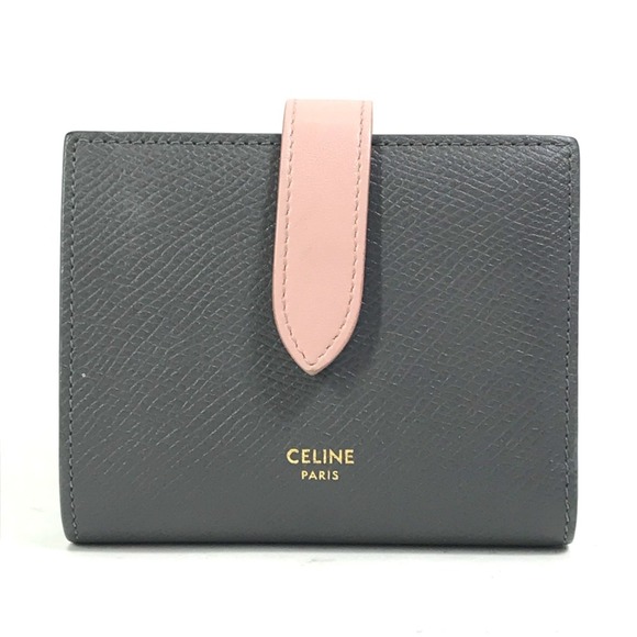CELINE 10H263BRU.10GV Bicolor Compact Trifold wallet Gray x pink - Picture 1 of 10